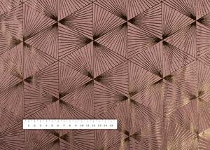 Sametová látka Isabela IBL-009 Rose Gold trojúhelníky na starorůžovém - šířka 280 cm