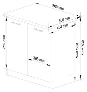 Dolní kuchyňská skříňka Ozara S80 2D (bílá + beton). 1071075
