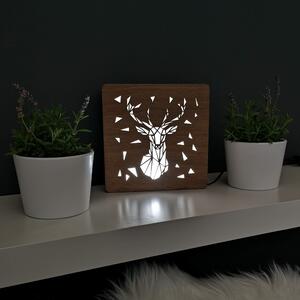 AMADEA Dřevěná lampička s motivem jelena, velikost 20 cm, s LED osvětlením s trafem na 12V