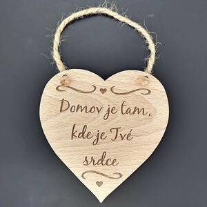 AMADEA Dřevěné srdce s textem Domov je tam, kde je Tvé srdce, masivní dřevo, 16 x 15 cm