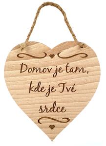 AMADEA Dřevěné srdce s textem Domov je tam, kde je Tvé srdce, masivní dřevo, 16 x 15 cm