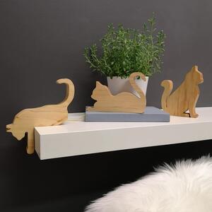 AMADEA Dřevěná dekorace kočka ležící, masivní dřevo, 15x10,5x2,5 cm