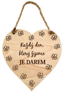 AMADEA Dřevěné srdce s textem Každý den, který žijeme.., masivní dřevo, 16 x 15 cm