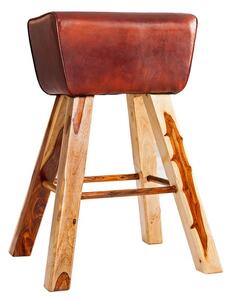 Designová venkovská moderní kožená obdélníková barová židle Linda s hnědočerveným potahem a masivními nožičkami 75 cm