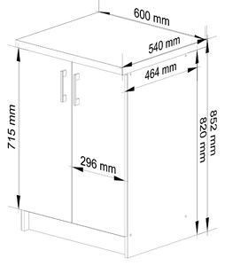 Dolní kuchyňská skříňka Lula s60 (matná bílá + dub sonoma). 1068591