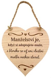 AMADEA Dřevěné srdce s textem Manželství je, když si adoptujete.., masivní dřevo, 16 x 15 cm