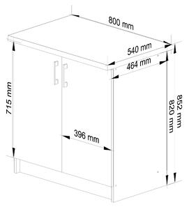 Designová kuchyňská skříňka YORK S80/2, bílá / dub Sonoma