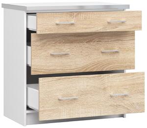 Designová kuchyňská skříňka YORK S80/3, bílá / dub Sonoma
