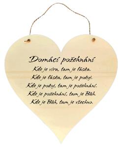 AMADEA Dřevěné srdce s textem Domácí požehnání..., 21 x 20 cm