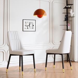 Sada dvou jídelních židlí, opěradlo z umělé kůže (PU), kovové nohy, univerzální design (bílá + černá)