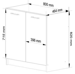 Dolní kuchyňská skříňka Ozara S80ZL (bílá + beton). 1071077