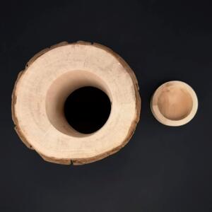 AMADEA Svícen z kůrového kmenu s vkladem - veverka, masivní dřevo, výška 12 cm