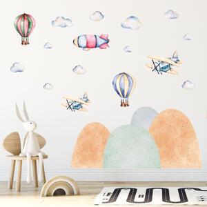 Samolepky na zeď – Letadla, balóny a vzducholoď