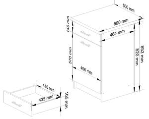 Dolní kuchyňská skříňka na troubu Ozara S50 SZ1 (bílá). 1069450