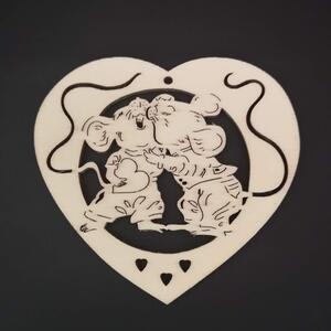 AMADEA Dřevěná ozdoba srdce s myškami 15 cm