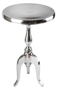 Stylový barokní glamour kulatý stříbrný příruční stolek Modern Barock z chromu se třemi kabriolovými nožičkami 55 cm