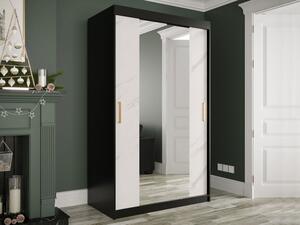 Šatní skříň se zrcadlem Nonnus 120 T1, Úložný prostor: ne, Barva: černá matná / bílá mramor Mirjan24 5903211109881