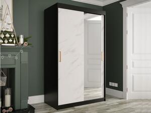 Skříň s posuvnými dveřmi Nonnus 120 T2, Úložný prostor: ne, Barva: černá matná / bílá mramor Mirjan24 5903211110122