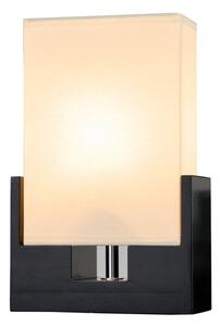 Moderní stolní lampa Gina s obdélníkovým béžovým stínítkem a černou podstavou s chromovým detailem 26 cm