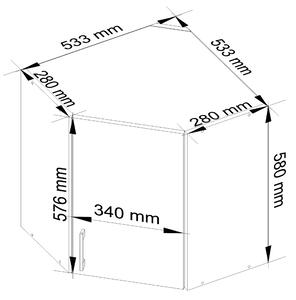 Designová kuchyňská skříňka YORK W60/60, bílá / dub Sonoma