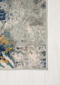 Makro Abra Kusový koberec DENVER G059A Květy Listy modrý bílý Rozměr: 200x200 cm