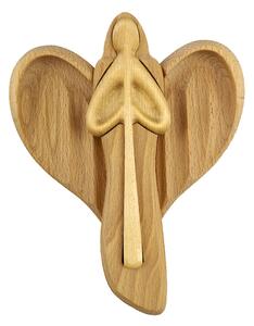 AMADEA Dřevěný anděl s flétnou, masivní dřevo, 22x15x2 cm
