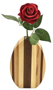 AMADEA Dřevěná váza oblá s pruhy, masivní dřevo dvou druhů dřevin, 18x12x4 cm