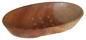 Sapodilová Přírodní Mýdlenka Oválná 7x14 cm (Kvalitní ručně vyráběná přírodní mýdlenka z masivního dřeva ze stromu Sapadila | Maseberry s drenážními otvory)
