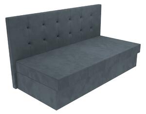 Čalouněná postel Ava s čelem s vtahy, lamelovým roštem a úložným prostorem - Šedá, 80 x 200 cm, Bez navýšení, Molitanová 13 cm