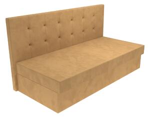 Čalouněná postel Ava s čelem s vtahy, lamelovým roštem a úložným prostorem - Béžová, 90 x 200 cm, Bez navýšení, Molitanová 13 cm