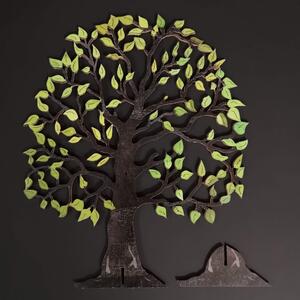AMADEA Dřevěný 3D strom barevný, výška 23 cm