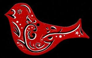 AMADEA Dřevěná ozdoba červená ptáček 6 cm