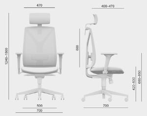 Kancelářská židle LEAF 503 s podhlavníkem a područkami – synchronní mechanika, síť, černá-šedá
