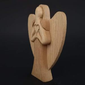 AMADEA Dřevěný anděl, masivní dřevo, výška 10 cm