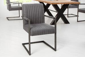Industriální designové retro křeslo inspirativní šedé 90cm, tmavě šedý rám