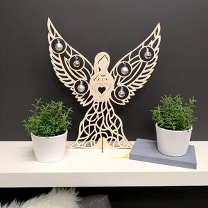 AMADEA Dřevěný 3D anděl s kuličkami, 48x40 cm