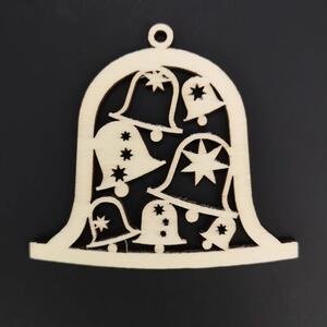 AMADEA Dřevěná ozdoba zvonek se zvonky 6 cm