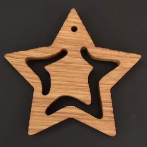 AMADEA Dřevěná ozdoba z masivu prořezávaná - hvězda 6 cm