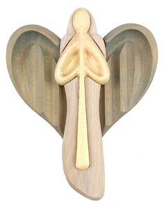AMADEA Dřevěný anděl modlící se, barevný, masivní dřevo, 22x15x2 cm