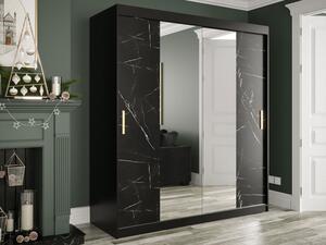 Zrcadlová šatní skříň Nonnus 180 T1, Úložný prostor: ne, Barva: černá matná / bílá mramor Mirjan24 5903211109966