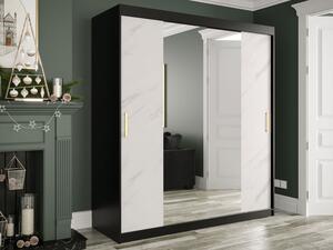 Zrcadlová šatní skříň Nonnus 180 T1, Úložný prostor: ne, Barva: bílá matná / černá mramor Mirjan24 5903211109973