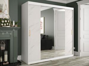 Moderní šatní skříň Nonnus 200 T1, Úložný prostor: ne, Barva: bílá matná / bílá mramor Mirjan24 5903211110023