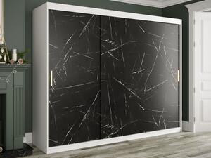 Skříň s posuvnými dveřmi Nonnus 250 T, Úložný prostor: ne, Barva: bílá matná / černá mramor Mirjan24 5903211109812