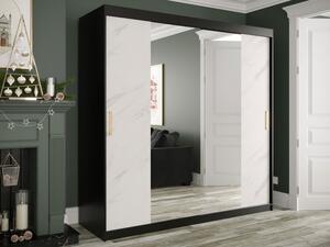 Moderní šatní skříň Nonnus 200 T1, Úložný prostor: ne, Barva: černá matná / bílá mramor Mirjan24 5903211110009