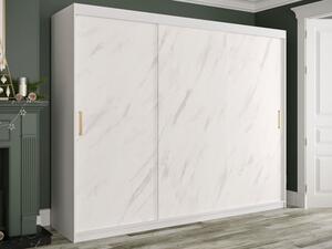 Skříň s posuvnými dveřmi Nonnus 250 T, Úložný prostor: ne, Barva: bílá matná / bílá mramor Mirjan24 5903211109829