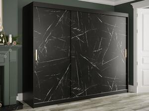 Skříň s posuvnými dveřmi Nonnus 250 T, Úložný prostor: ano, Barva: černá matná / černá mramor Mirjan24 5903211111556