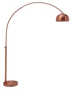 Designová moderní měděná stojící polohovatelná lampa Big Bow z kovu s kulatým stínítkem s perforací se zaoblenou nohou 210 cm