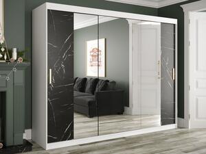 Zrcadlová šatní skříň Nonnus 250 T2, Úložný prostor: ne, Barva: bílá matná / bílá mramor Mirjan24 5903211110306