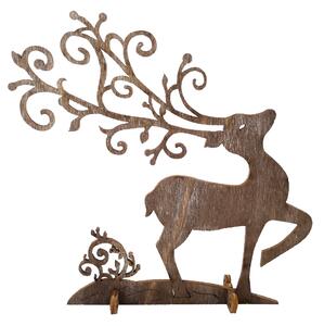 AMADEA Dřevěná dekorace 3D jelen šedohnědý, výška 15 cm