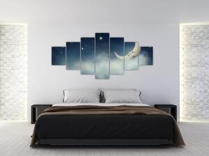 Obraz - Měsíc s hvězdami (210x100 cm)